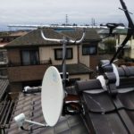 八木式アンテナとBS/CSアンテナを取り付けたところ